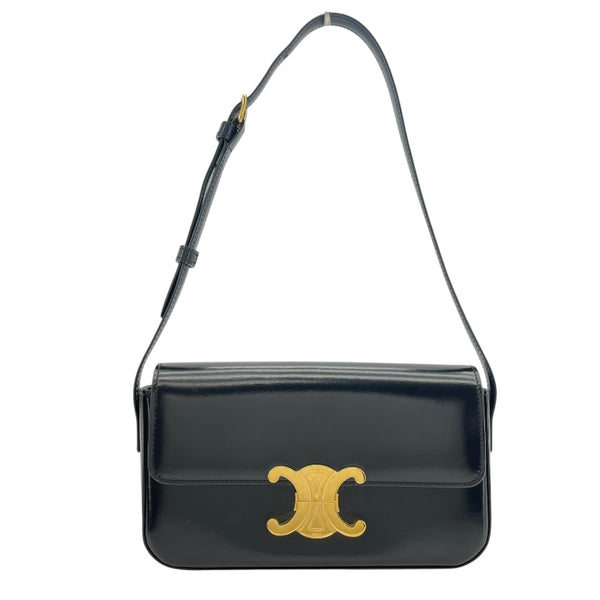 セリーヌ CELINE ショルダーバッグ クロード 194143 ブラック GD金具 シャイニーカーフ レディース ショルダーバッグ