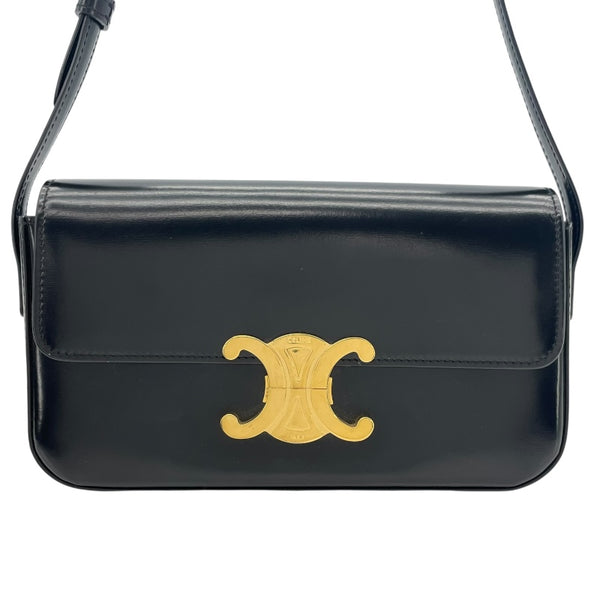 セリーヌ CELINE ショルダーバッグ クロード 194143 ブラック GD金具 シャイニーカーフ レディース ショルダーバッグ