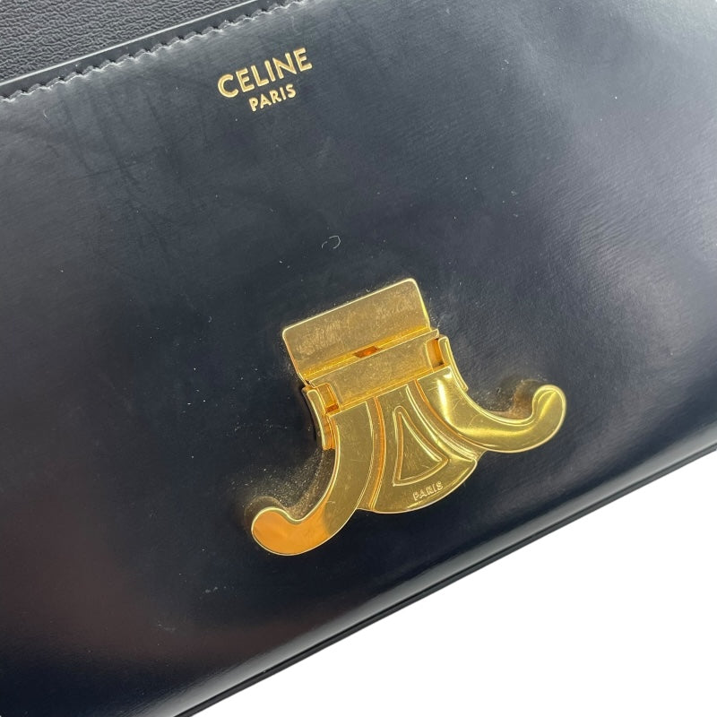 セリーヌ CELINE ショルダーバッグ クロード 194143 ブラック GD金具 シャイニーカーフ レディース ショルダーバッグ