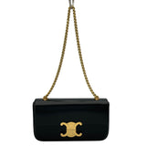 セリーヌ CELINE チェーン ショルダーバッグ クロード 115203 ブラック GD金具 シャイニーカーフ レディース ショルダーバッグ