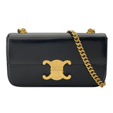 セリーヌ CELINE チェーン ショルダーバッグ クロード 115203 ブラック GD金具 シャイニーカーフ レディース ショルダーバッグ