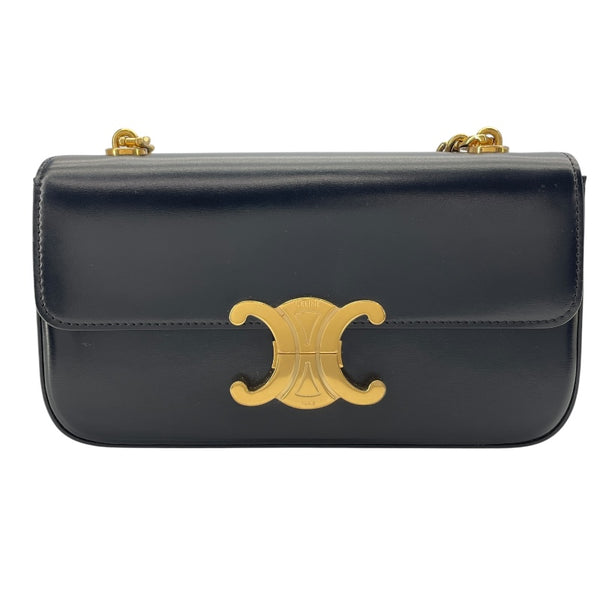 セリーヌ CELINE チェーン ショルダーバッグ クロード 115203 ブラック GD金具 シャイニーカーフ レディース ショルダーバッグ