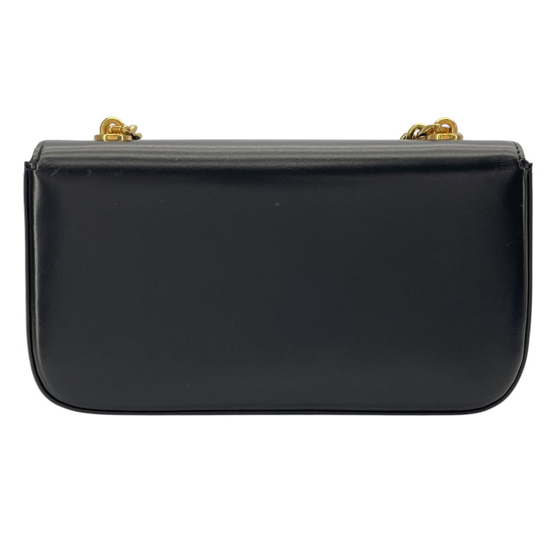 セリーヌ CELINE チェーン ショルダーバッグ クロード 115203 ブラック GD金具 シャイニーカーフ レディース ショルダーバッグ