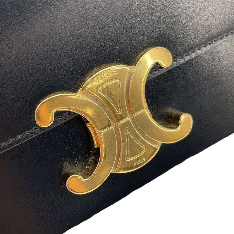 セリーヌ CELINE チェーン ショルダーバッグ クロード 115203 ブラック GD金具 シャイニーカーフ レディース ショルダーバッグ
