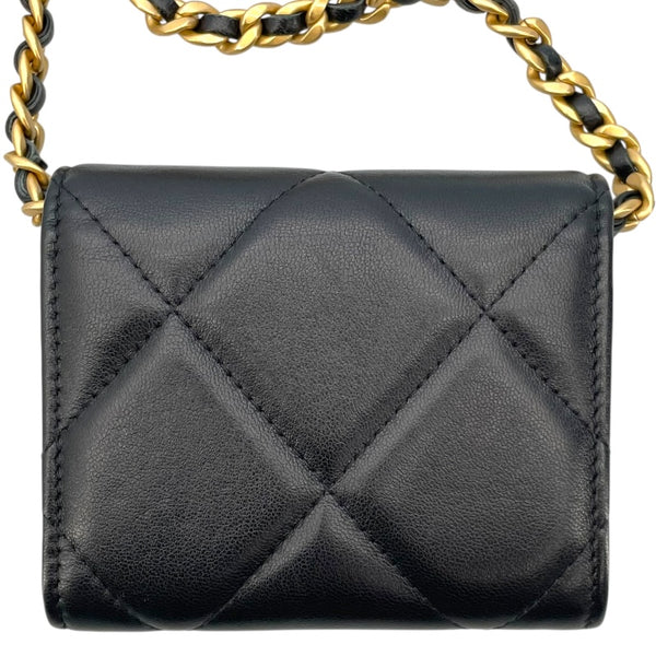 シャネル CHANEL CHANEL19 チェーンコインパス AP1787 31番台 ブラック GD SV金具 ラムスキン レディース コインケース