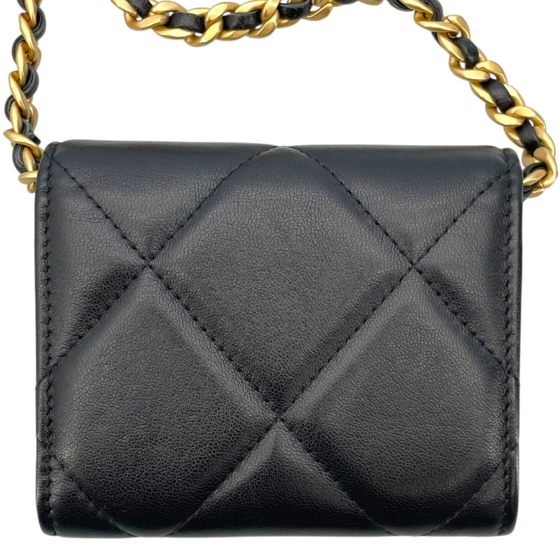 シャネル CHANEL CHANEL19 チェーンコインパス AP1787 31番台 ブラック GD SV金具 ラムスキン レディース コインケース