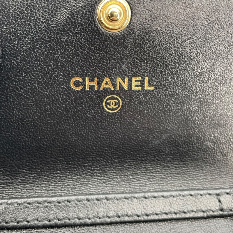 シャネル CHANEL CHANEL19 チェーンコインパス AP1787 31番台 ブラック GD SV金具 ラムスキン レディース コインケース