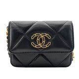 シャネル CHANEL CHANEL19 チェーンウエストバッグ ブラック　GDxSV金具 ラムスキン レディース ショルダーバッグ