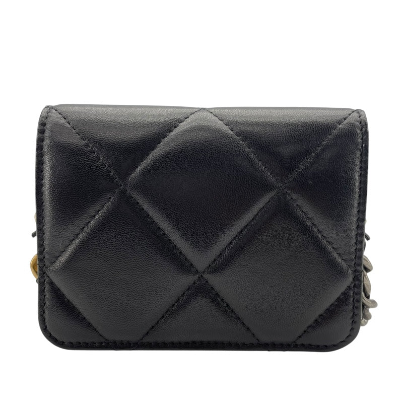 シャネル CHANEL CHANEL19 チェーンウエストバッグ ブラック　GDxSV金具 ラムスキン レディース ショルダーバッグ