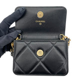 シャネル CHANEL CHANEL19 チェーンウエストバッグ ブラック　GDxSV金具 ラムスキン レディース ショルダーバッグ