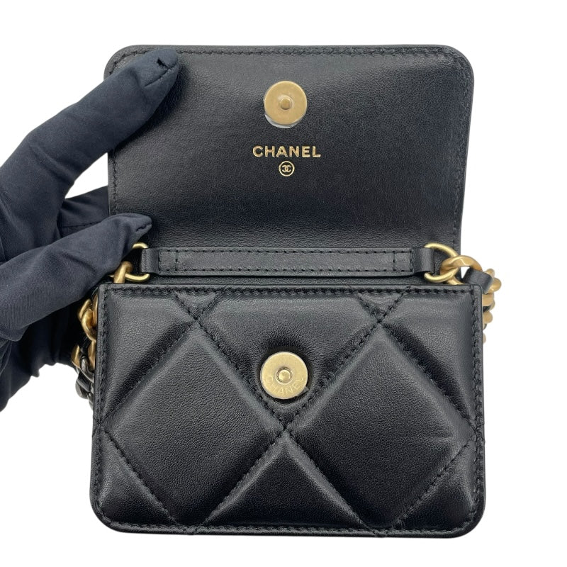 シャネル CHANEL CHANEL19 チェーンウエストバッグ ブラック　GDxSV金具 ラムスキン レディース ショルダーバッグ