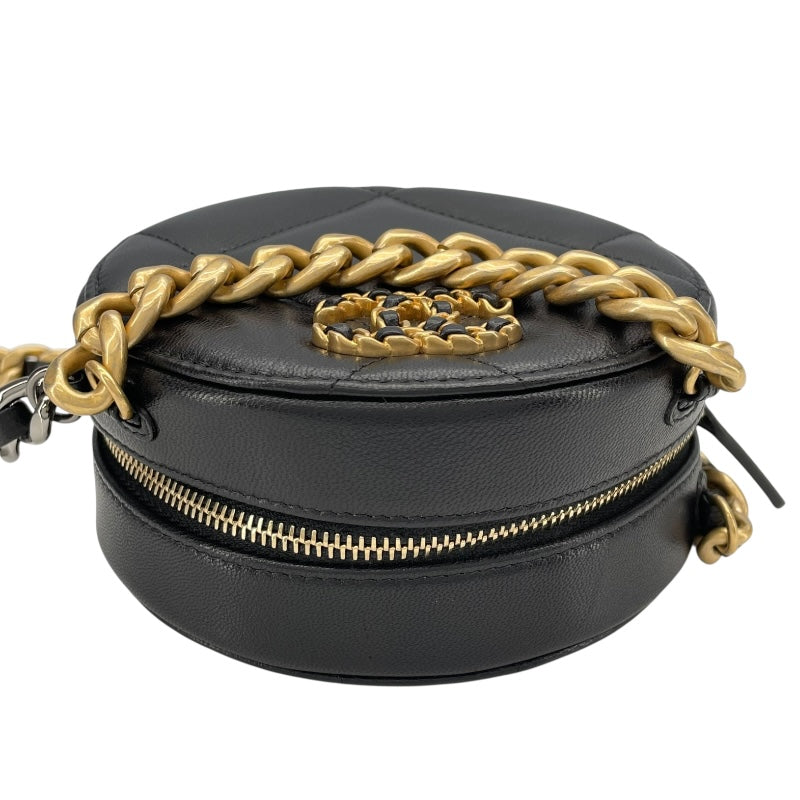 シャネル CHANEL CHANEL19 ラウンドチェーンショルダー AP0945 30番台 ブラック SVxGD金具 ラム レディース ショルダーバッグ