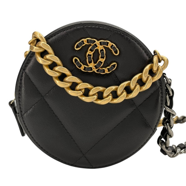 シャネル CHANEL CHANEL19 ラウンドチェーンショルダー AP0945 30番台 ブラック SVxGD金具 ラム レディース ショルダーバッグ