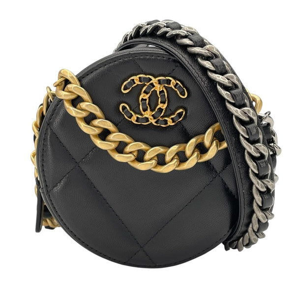 シャネル CHANEL CHANEL19 ラウンドチェーンショルダー AP0945 30番台 ブラック SVxGD金具 ラム レディース ショルダーバッグ