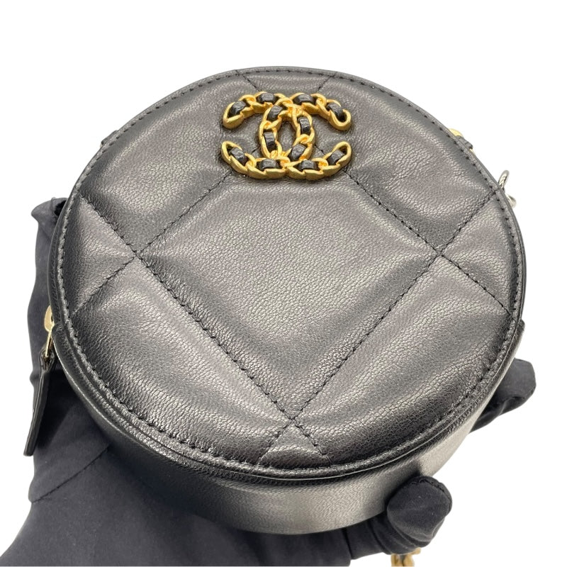 シャネル CHANEL CHANEL19 ラウンドチェーンショルダー AP0945 30番台 ブラック SVxGD金具 ラム レディース ショルダーバッグ