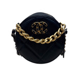 シャネル CHANEL CHANEL19　ラウンドチェーンショルダーバッグ ブラック ラムスキン レディース ショルダーバッグ