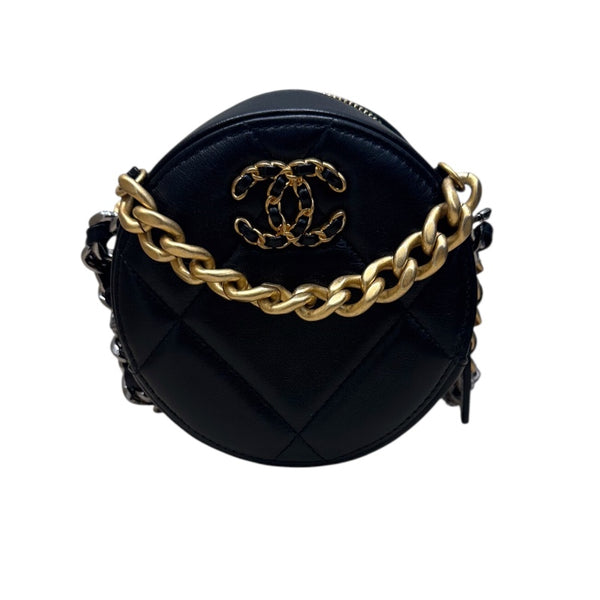 シャネル CHANEL CHANEL19　ラウンドチェーンショルダーバッグ ブラック ラムスキン レディース ショルダーバッグ
