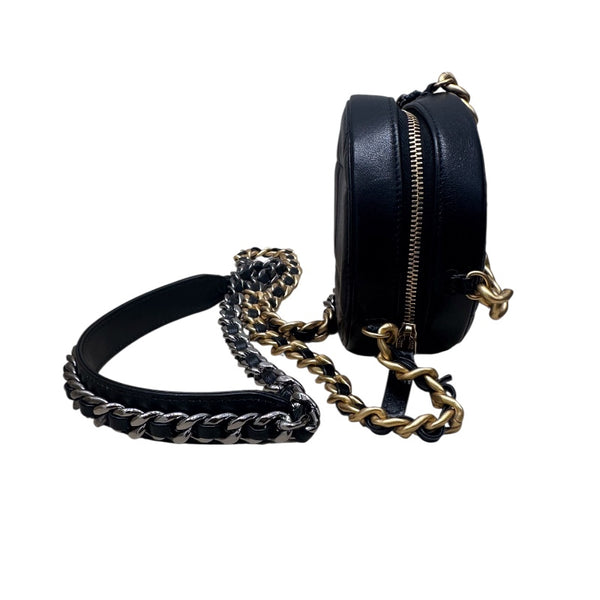 シャネル CHANEL CHANEL19　ラウンドチェーンショルダーバッグ ブラック ラムスキン レディース ショルダーバッグ