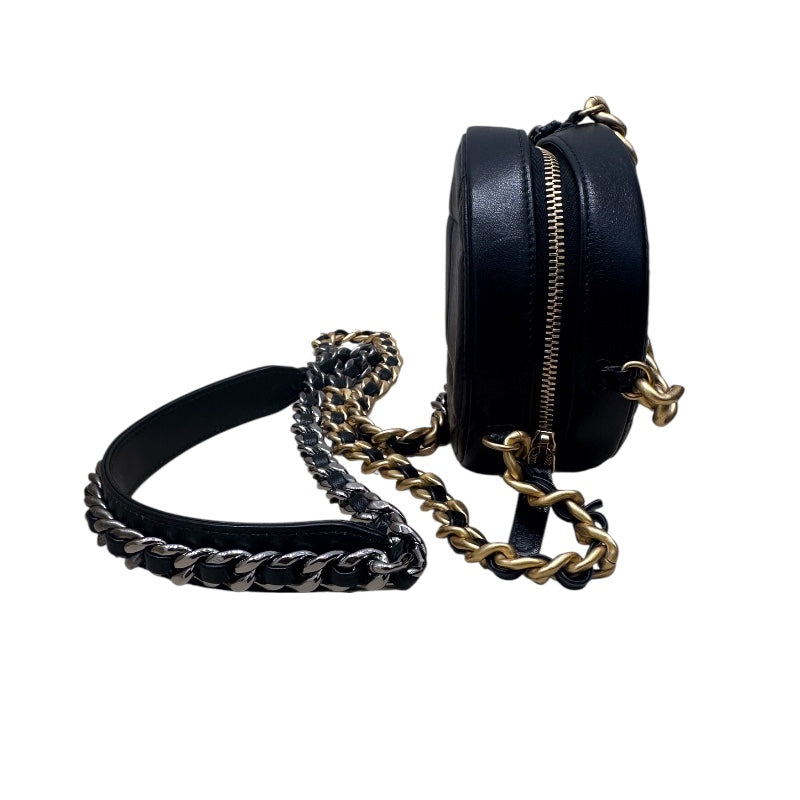 シャネル CHANEL CHANEL19　ラウンドチェーンショルダーバッグ ブラック ラムスキン レディース ショルダーバッグ