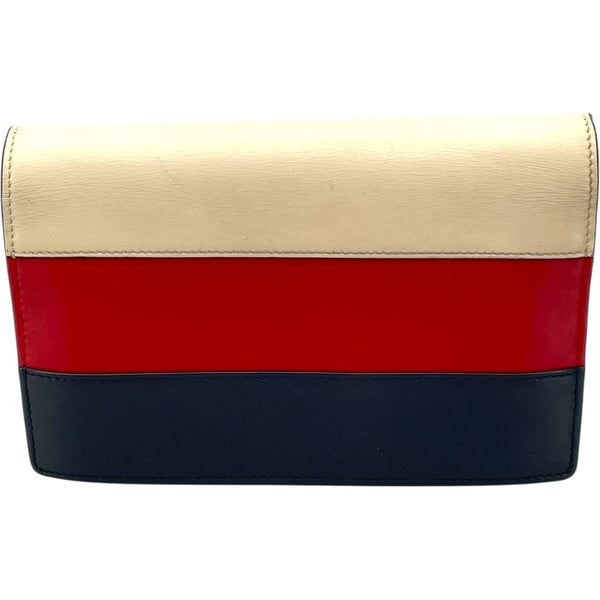 グッチ GUCCI クイーンマーガレットチェーンウォレット 476079 レッド/ネイビー/ホワイト レザー レディース ウォレットチェーン