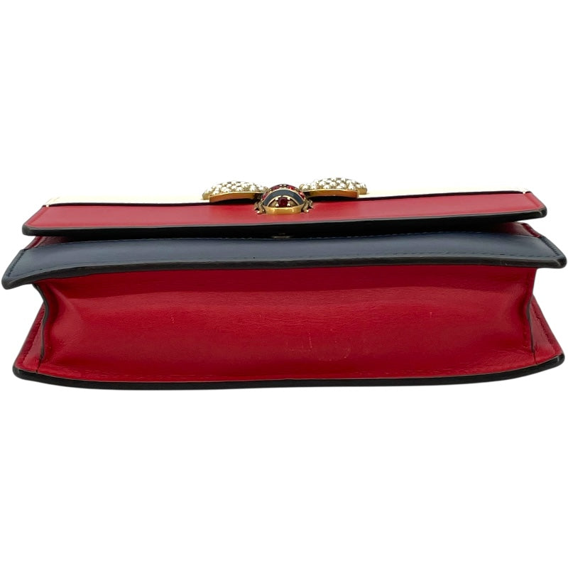 グッチ GUCCI クイーンマーガレットチェーンウォレット 476079 レッド/ネイビー/ホワイト レザー レディース ウォレットチェーン