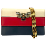 グッチ GUCCI クイーンマーガレット チェーンウォレット 476079 レッド ネイビー ホワイト GD金具 レザー レディース ショルダーバッグ