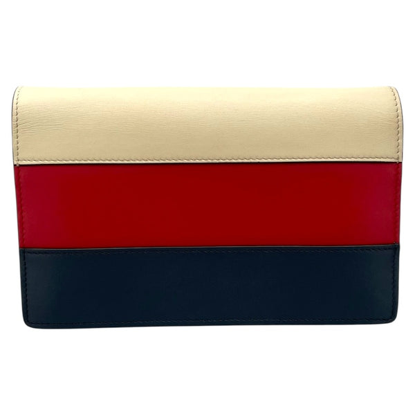 グッチ GUCCI クイーンマーガレット チェーンウォレット 476079 レッド ネイビー ホワイト GD金具 レザー レディース ショルダーバッグ