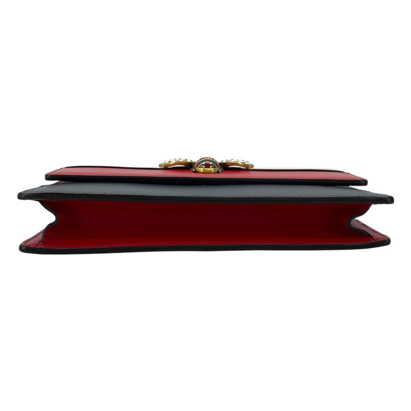 グッチ GUCCI クイーンマーガレット チェーンウォレット 476079 レッド ネイビー ホワイト GD金具 レザー レディース ショルダーバッグ