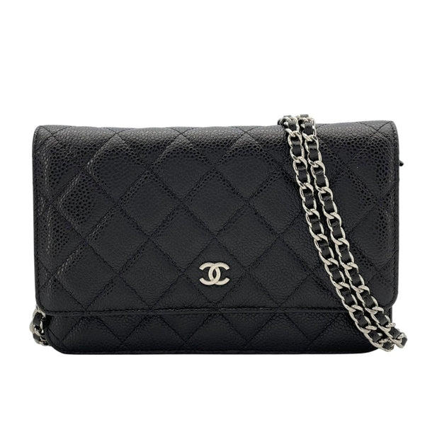 シャネル CHANEL マトラッセチェーンウォレット A33814 27番台 ブラック SV金具 キャビアスキン レディース ショルダーバッグ