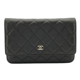 シャネル CHANEL マトラッセチェーンウォレット A33814 27番台 ブラック SV金具 キャビアスキン レディース ショルダーバッグ