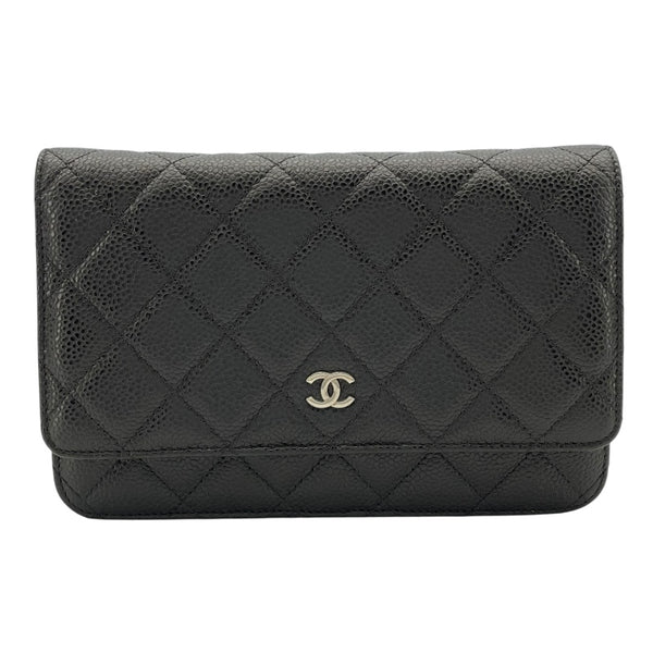 シャネル CHANEL マトラッセチェーンウォレット A33814 27番台 ブラック SV金具 キャビアスキン レディース ショルダーバッグ