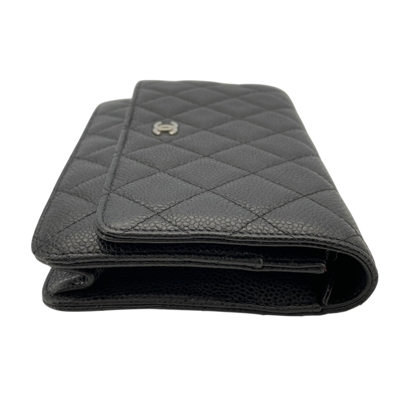 シャネル CHANEL マトラッセチェーンウォレット A33814 27番台 ブラック SV金具 キャビアスキン レディース ショルダーバッグ