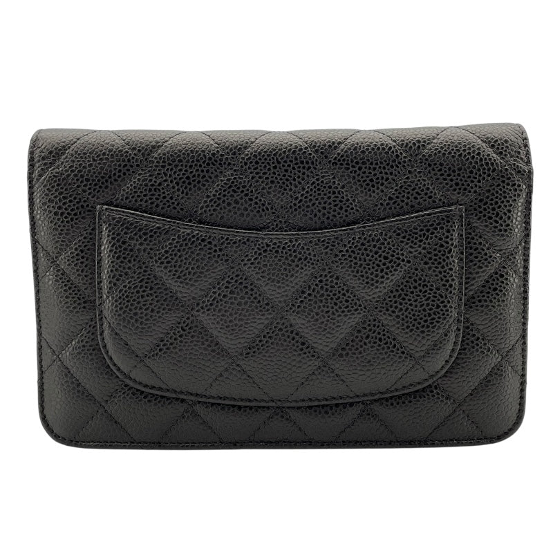 シャネル CHANEL マトラッセチェーンウォレット A33814 27番台 ブラック SV金具 キャビアスキン レディース ショルダーバッグ