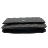シャネル CHANEL マトラッセチェーンウォレット A33814 27番台 ブラック SV金具 キャビアスキン レディース ショルダーバッグ