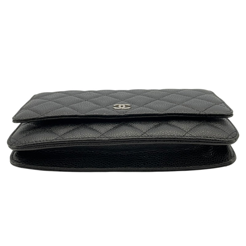シャネル CHANEL マトラッセチェーンウォレット A33814 27番台 ブラック SV金具 キャビアスキン レディース ショルダーバッグ