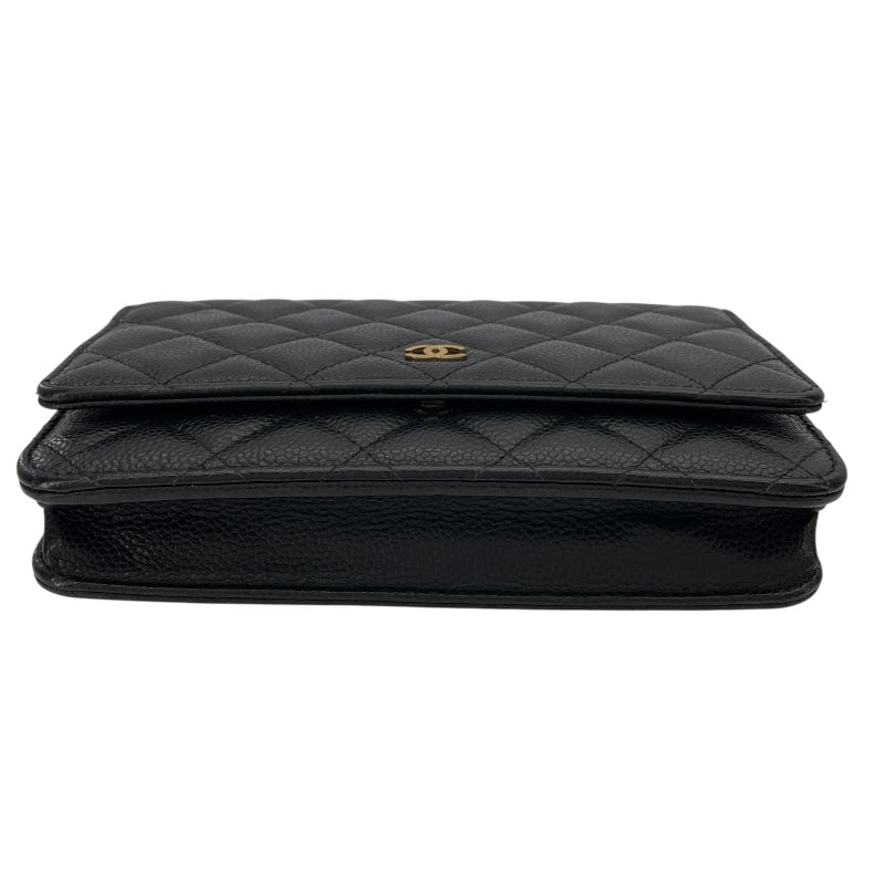 シャネル CHANEL マトラッセチェーンウォレット AP0250 ブラック GD金具 キャビアスキン レディース ウォレットチェーン