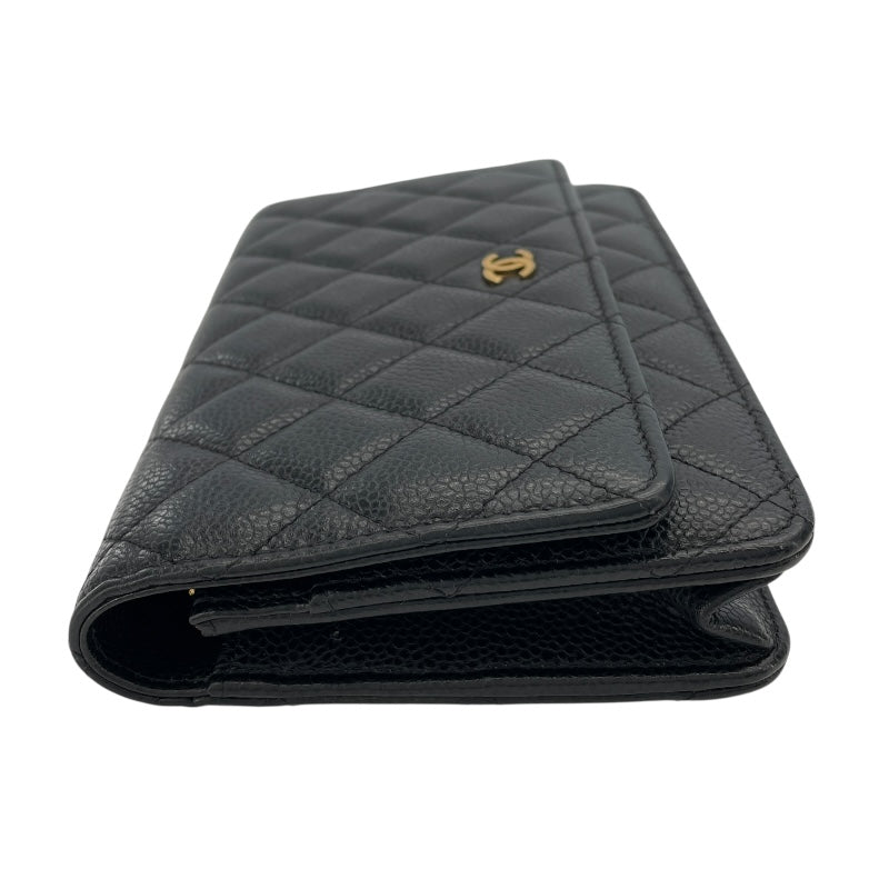 シャネル CHANEL マトラッセチェーンウォレット AP0250 ブラック GD金具 キャビアスキン レディース ウォレットチェーン