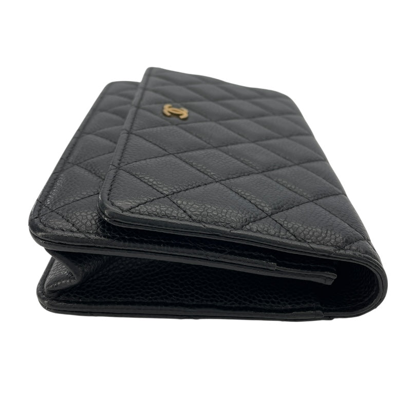 シャネル CHANEL マトラッセチェーンウォレット AP0250 ブラック GD金具 キャビアスキン レディース ウォレットチェーン