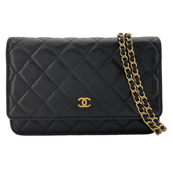 シャネル CHANEL マトラッセチェーンウォレット AP0250 ブラック GD金具 キャビアスキン レディース ウォレットチェーン