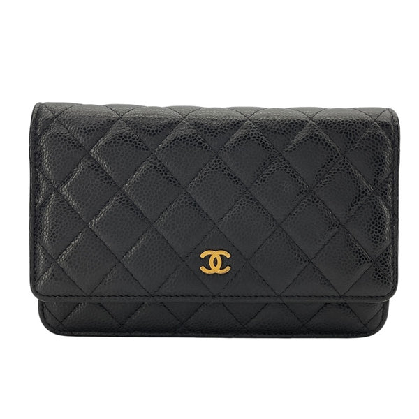 シャネル CHANEL マトラッセチェーンウォレット AP0250 ブラック GD金具 キャビアスキン レディース ウォレットチェーン