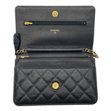 シャネル CHANEL マトラッセチェーンウォレット AP0250 ブラック GD金具 キャビアスキン レディース ウォレットチェーン