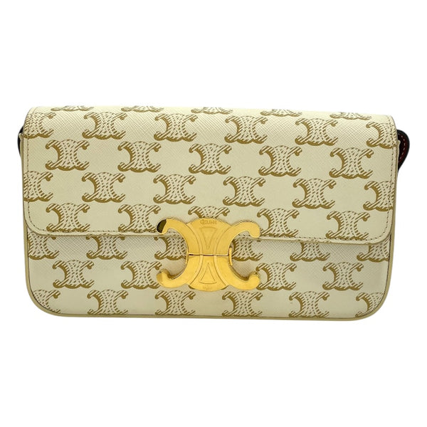 セリーヌ CELINE ショルダーバッグ クロード 194142 ホワイト GD金具 トリオンフキャンバス レディース ショルダーバッグ