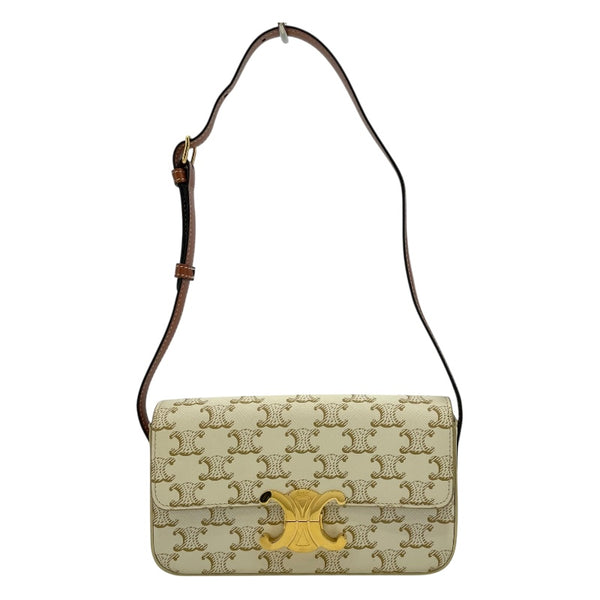 セリーヌ CELINE ショルダーバッグ クロード 194142 ホワイト GD金具 トリオンフキャンバス レディース ショルダーバッグ