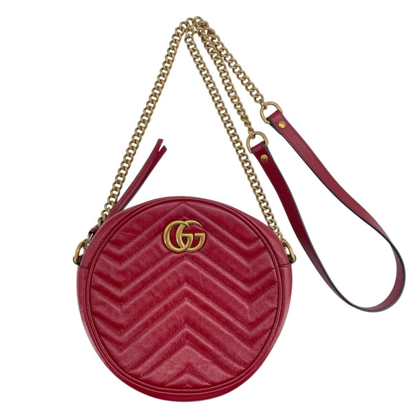 グッチ GUCCI GGマーモント ハートショルダーバッグ 550154 レッド GD金具 レザー レディース ショルダーバッグ