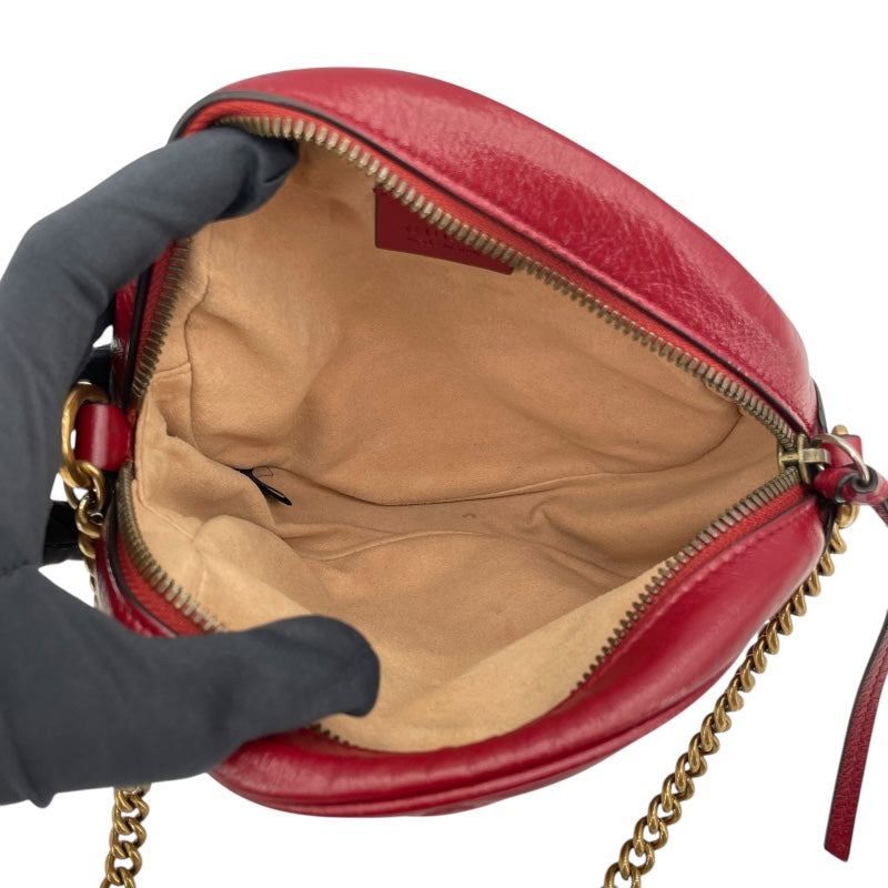 グッチ GUCCI GGマーモント ハートショルダーバッグ 550154 レッド GD金具 レザー レディース ショルダーバッグ