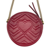 グッチ GUCCI GGマーモント ハートショルダーバッグ 550154 レッド GD金具 レザー レディース ショルダーバッグ