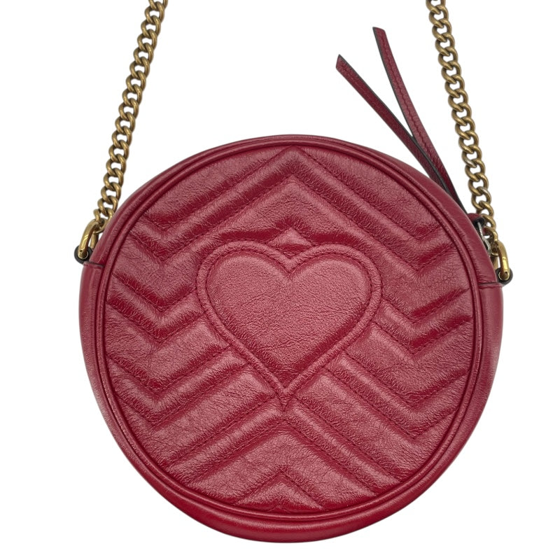 グッチ GUCCI GGマーモント ハートショルダーバッグ 550154 レッド GD金具 レザー レディース ショルダーバッグ