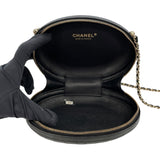 シャネル CHANEL Vステッチラウンドチェーンショルダーバッグ AS0204 27番台 ブラック GD金具 レザー レディース ショルダーバッグ