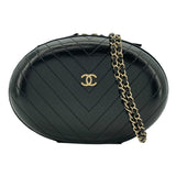 シャネル CHANEL Vステッチラウンドチェーンショルダーバッグ AS0204 27番台 ブラック GD金具 レザー レディース ショルダーバッグ