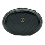 シャネル CHANEL Vステッチラウンドチェーンショルダーバッグ AS0204 27番台 ブラック GD金具 レザー レディース ショルダーバッグ